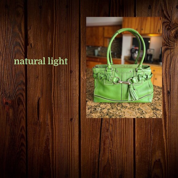 COACH Hampton Pebble Green Leather Satchel - Picture 8 of 15